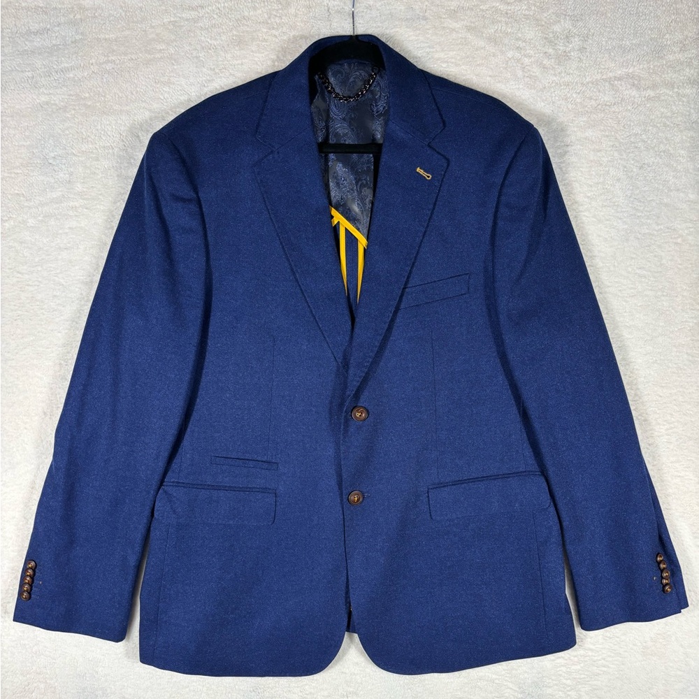 Cigar Couture Blue Paisley Lined Sports Coat Jacket Blazer Sz XXL Double Button